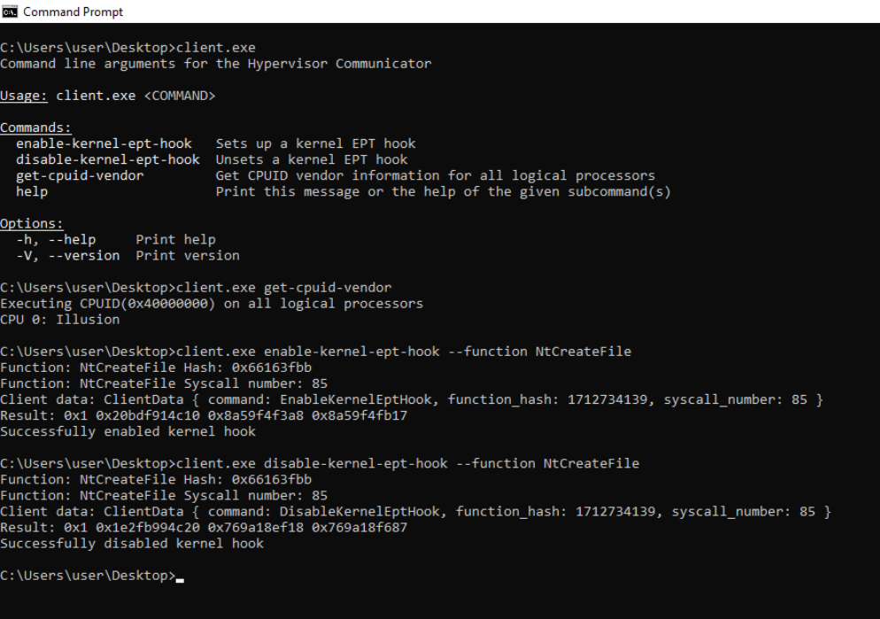 Command-Line Utility Controlling Kernel Hooks