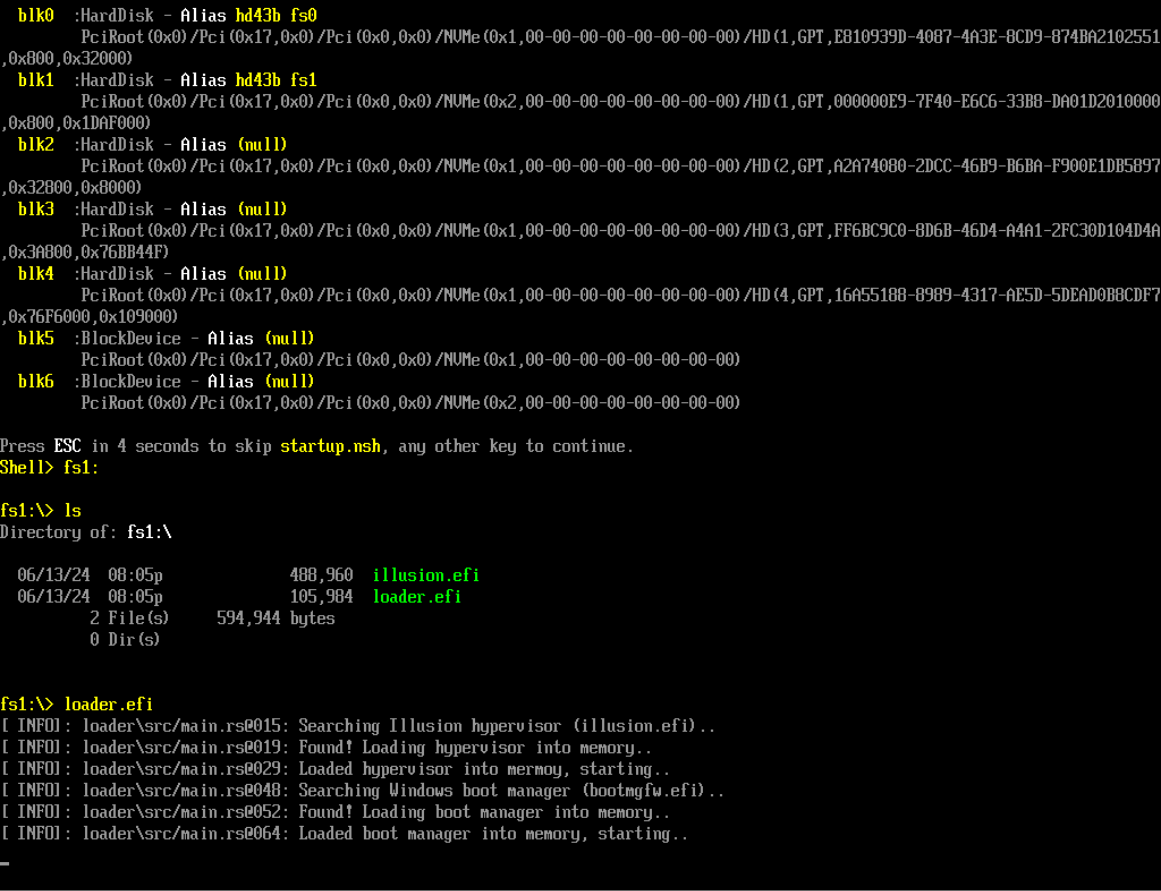 Booting Illusion Hypervisor from UEFI Shell
